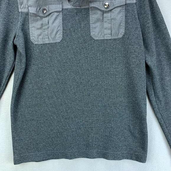 **SOLD**Banana Republic Mens Shirt Large Gray Long Sleeve Thermal Snap Pockets - Picture 3 of 12